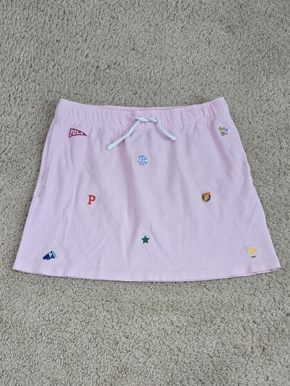 Girl's Polo Ralph Lauren Short Skirt Light Pink Embroidered Preppy Size XL (16)